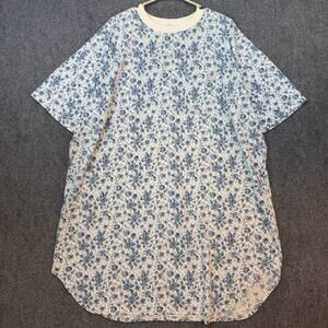 Intimate Moments Floral Nightgown House Dress White Blue 22/24
